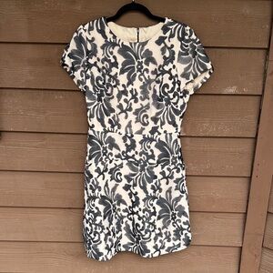 Gianni Bini White and Black Floral Midi Dress